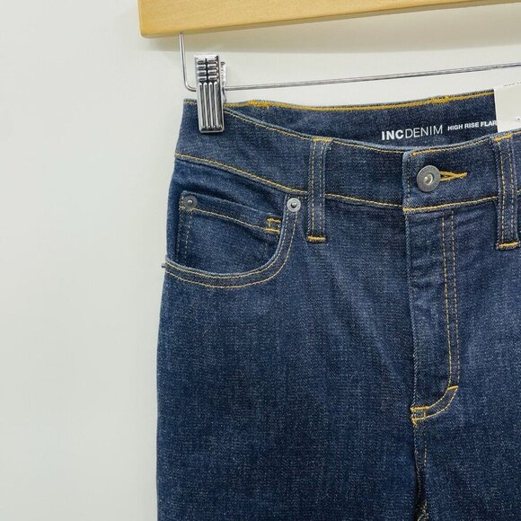 INC International Concepts Womens 0/25 High Rise Flare Leg Jeans in Dark Indigo - Picture 3 of 10